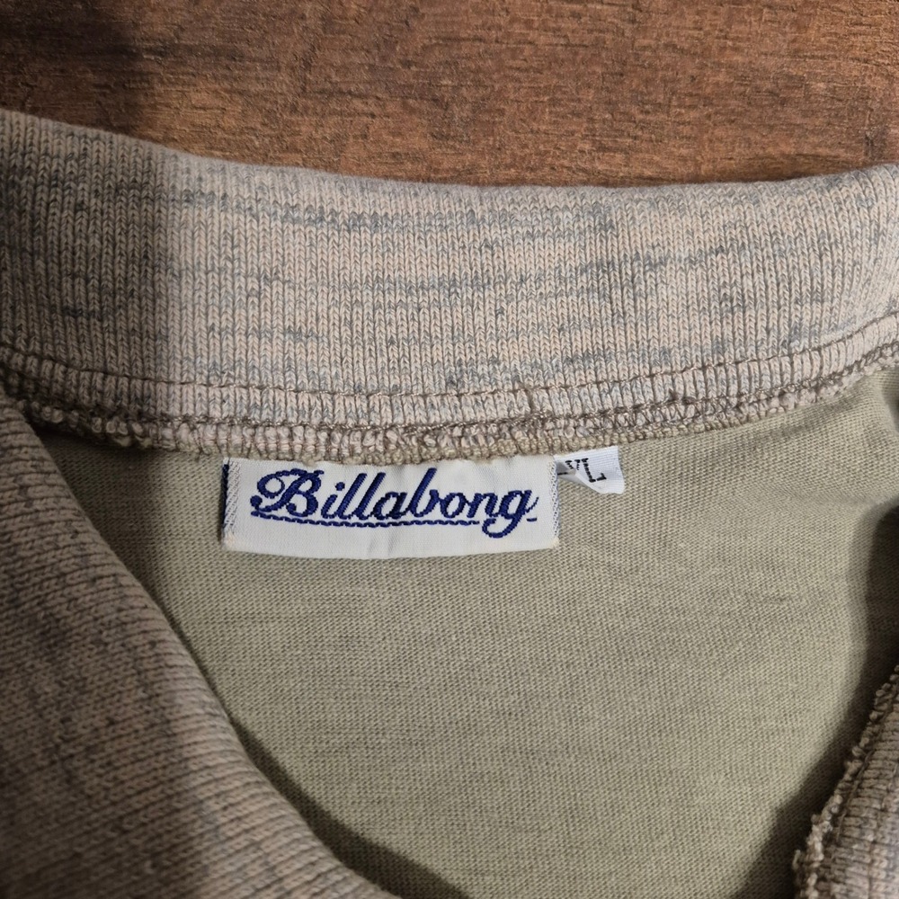 Vintage Billabong Polo Shirt Full Zip Mens XL Sage Green Retro Surf Skate Sport - Picture 3 of 10